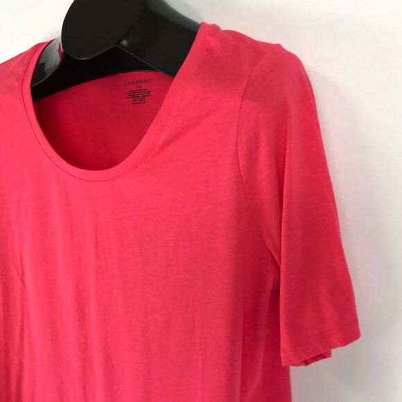 Lane Bryant Scoop Neck Knit Tee Women's Plus 14/16 Pink Short Sleeve Stretch - Picture 3 of 8